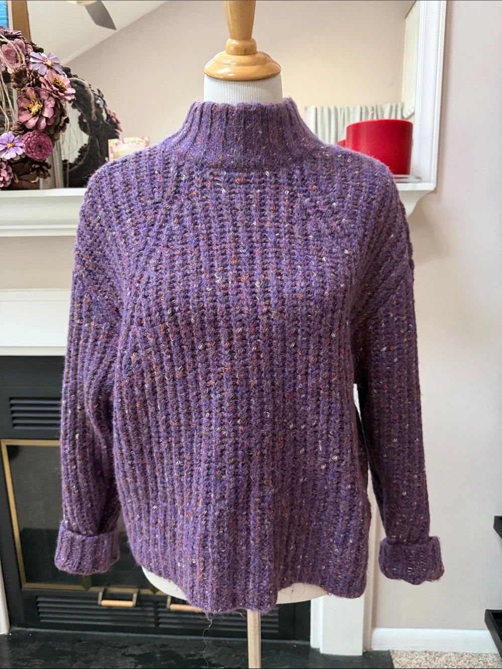 a new day Purple Speckled Turtleneck Sweater